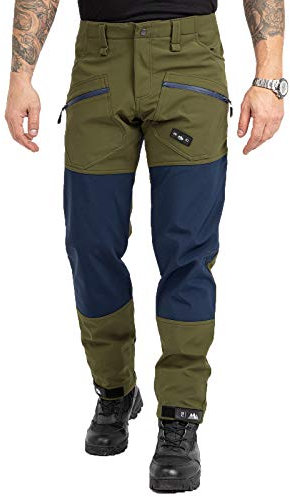 Rock Creek Herren Softshell Hose Cargohose Outdoorhose Wanderhose Herrenhose Wasserdicht Skihose Arbeitshose Winterhose Trekkinghose H-245 Dunkelgrün XL