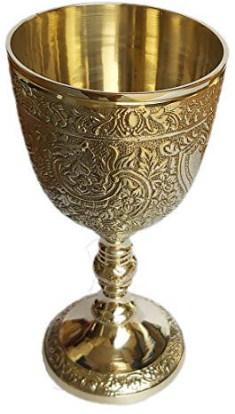 Copa de cáliz real de latón en relieve flautas de latón copa pesada de vino vasos de bebida de latón vasos de vaso para agua jugo leche, cerveza, té helado y decoración de granja