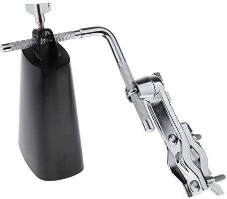 6 Inch Cow Bell Noise Maker Percussion Instrument Black Finish for Drum Set with Stand Mount Clamp Bracket