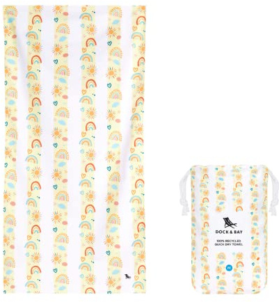 Dock & Bay Kid's Towel - For Beach Use - Quick Dry, Sand Free - Compact, Lightweight - 100% Recycled - Includes Bag - Rainbow, Medium (130x70cm, 51x27)