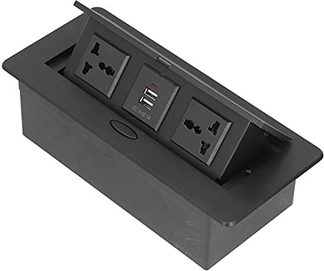 Deror Pop Up Electrical Outlet Cover Box, Desktop Outlet Floor Sockets with 2 USB Data, 2 Socket, 250V J29 for Home Office