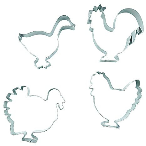 BekkiB 531834 - Juego de 4 cortadores de galletas de acero inoxidable para Navidad, cumpleaños, etc.