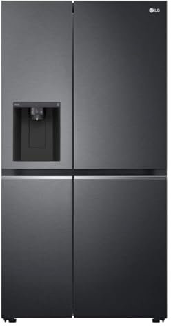 LG GSLV71MCLE, Klasse E, 635 L, Side-by-Side Kühlschrank, Eis-, Crushed Ice- Wasserspender, Total No-Frost, DoorCooling+, LINEARCooling, Inverter Linear Kompressor, Wi-Fi ꟷ Matte Black Steel
