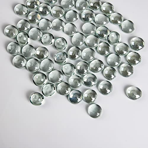 Hisredsun 290pcs Glass Pebbles,1.35kg Flat Marble Beads,Vase Filler Stones Fire Glass Pebbles Artificial Crystal Gemstones Decorative Glass Stones for Aquarium, Flowerpot, Landscaping