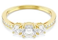 Swarovski Stilla Attract Ring, Vergoldeter und Weißer Damenring mit Drei Klaren Zirkonia im Rundschliff, Größe: 58