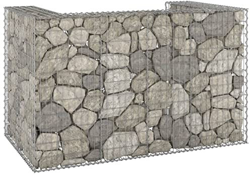 Tidyard Gabbione per Bidoni in Acciaio Zincato,Gabbione in Rete Metallica,Gabbione in Metallo,Gabbione Metallico Decorativo da Giardino 180x100x110 cm
