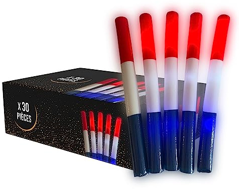 SPARKLERS CLUB® 30 Leuchtstab, LED, dreifarbig, 40 cm – Lieferung 24/48 Stunden – 3 Blinkmodi