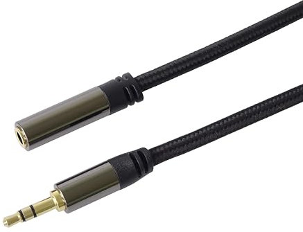 PremiumCord Cavo Di Prolunga Jack HQ da 3,5 mm, Spina Jack da 3,5 mm, Spina Stereojack Alla Presa, Cavo Prolunga Audio Per Cuffie Aux, Schermato, Connettore In Metallo, Intrecciato, M/F, 1,5 m