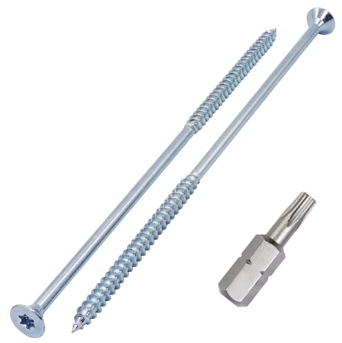 SKIR'CO (10 Stück) Holzschrauben aus verzinktem Stahl 6,0 x 200 mm, Torx Senkkopfschrauben, Spanplattenschrauben, Teilgewinde