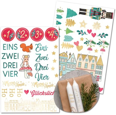 moses. Kerzen-Tattoos Winterwunder, 40 weihnachtliche Tattoos mit festlicher Goldfolien-Veredlung, Kerzentattoos für Weihnachten. Made in Germany
