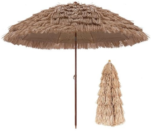 Sonnenschirm Hawaii, Terrassenschirme für Den Außenbereich, Mit Neigung, Hawaiianischer Tropischer Palapa-Strandschirm, UPF 50+, Strohhüttenschirm für Terrassen, Hinterhof, Pool ( Size : 5.2ft )
