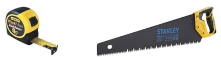 Stanley Fmht81556-5 mètres Ruban Gamme Fatmax - Fabriqués en France - Ruban Épais & Stanley 2-20-149 Scie Égoïne JetCut 7dents/Pouce - Fabriquée en France - Traitement Blade Armor