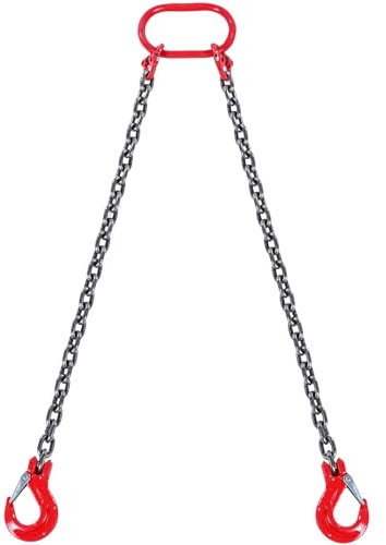 VEVOR Imbracatura a catena di sollevamento a 2 gambe con ganci, 8 mm x 150 cm, Capacità carico sicura 2993 kg, Grado 80 per carrello elevatore, Paranco a motore, Banchina, Cantiere, Fabbrica
