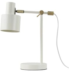 WatioWave Lámpara de mesa blanca 1xE27, diseño moderno, ideal para iluminar espacios de trabajo y ambientes decorativos.
