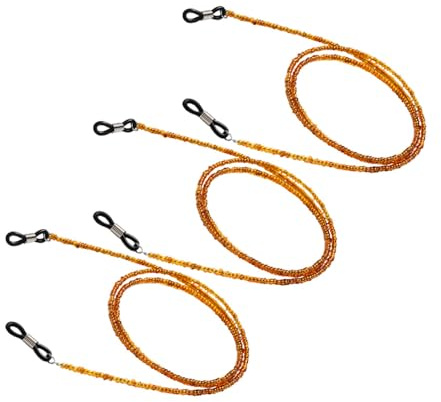 TENDYCOCO 3 Stück Brillenkette Brillenaufhängeseil Sonnenbrillenkette Brillenbänder Sonnenbrillenhalter Brillenbefestigungszubehör Brillenband Gesichtsschutzkette Braune Perlen