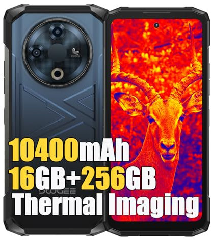 DOOGEE Fire 6 Smartphone Portable Incassable 2025, 16Go+256Go Android 14 Téléphone Débloqué 4G, 50MP + Caméra Thermique, 10400mAh, 6.56 DH+ Smartphone Incassable Etanche, GPS/OTG/3 Card Slot, Bleu