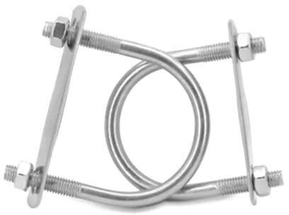 sourcing map Round U-Bolts, Stainless Steel Tie Do u-bolt clamps, U bolts u Brackets metal 2 Set Pipe Clamp M6 U-screw Round U-Bolts Pipe Clamp Fixing Clip with Baffle and Nuts for Industry Manufactur