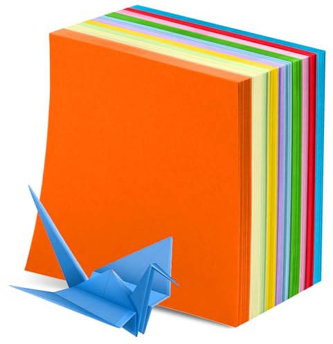 Plstod 200 Blatt Origami Papier, Bastelpapier Bunt, Origami Papier 20x20 cm, 70 g/m² Doppelseitig Faltpapier, Quadratisch Origamipapier für Kinder, DIY Kunst und Bastelprojekte, 10 Farben