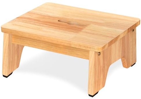Marchepied en bois, pour adultes et personnes âgées, avec pieds en caoutchouc antidérapants, aide à la position debout, portable, en bois, pour salle de bain, cuisine, table de chevet et plus (16 cm