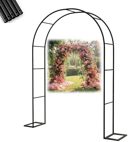 Arche de Jardin, Arceau à Rosiers en Métal, Treillis de Pergola Largeurs 80 140 200 240 300 400 cm, Tuteur Tonnelle Extérieure, Support pour Plantes Grimpantes, Décoration Mariage(L200 x H230 cm)