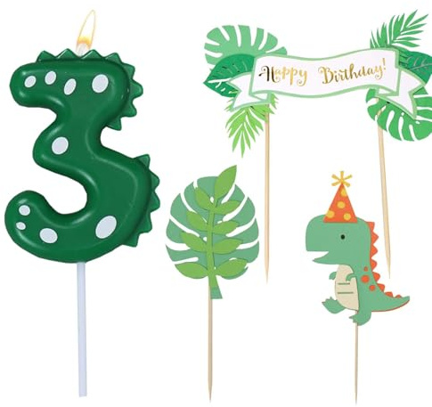 Geburtstagskerzen Zahlen 3, Dinosaurie Kerze 3 Geburtstag mit Tortendeko, Kerze 3, Grün Kerzen Zahlen, Dino Happy Birthday Cake Topper, Dino Geburtstag Deko 3 jahre Baby Party