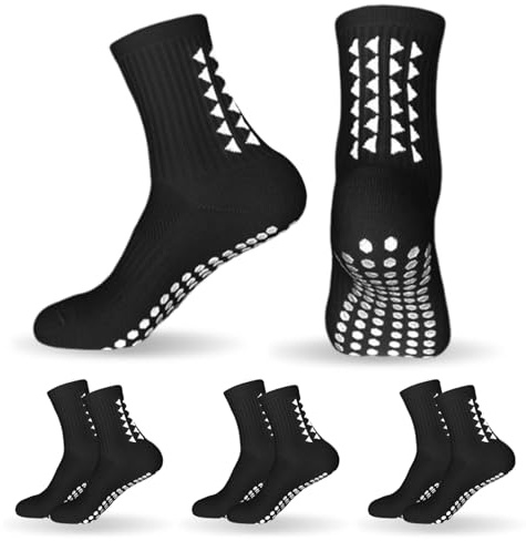 mtuihfo 3 Pairs Breathable Kids Grip Socks, Sweat-Absorbent Boys Socks, Grip Socks Football Kids for Running Hockey Football Aged 6-9 Years