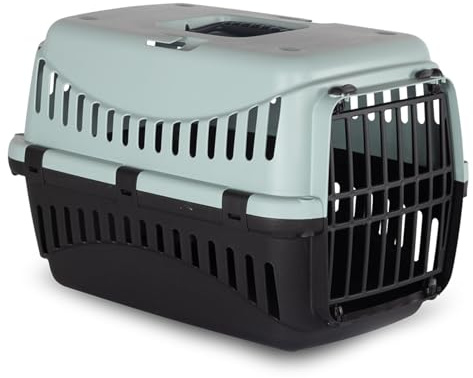 URBNLIVING Transportbox für Hunde und Katzen aus Kunststoff, robuste und leichte Reisebox mit sicherem Schloss und Belüftung, leicht zu reinigende Hundehütte für Welpen, Kätzchen und kleine Haustiere