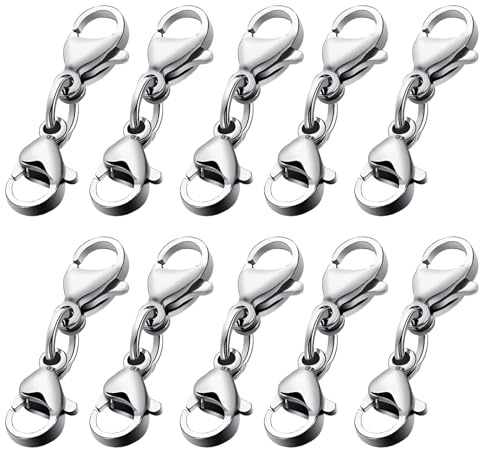 10Pcs Silver Double, Head Jewellery Clasps and Fasteners, Lobster Clasps for Jewellery Making, Necklaces and DIY Crafts, Ideal for Jewelry Making, Repair and Lanyard Projects