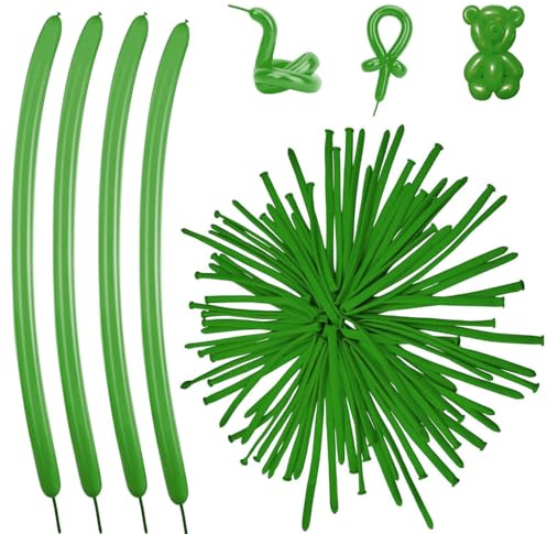 Pack of 17 Magic Balloons 260q Twisting Animal Balloons Plain Dark Green Balloon for Art Craft Kids Birthday Party Bag Filler Wedding Clown Decoration