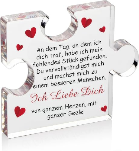 RISFIHEI Puzzle-geformte Acryl Block Ich Liebe Dich Jahrestag Geschenk für Ihn Partner Geschenke Frauen Männer Freund Ehemann Frau