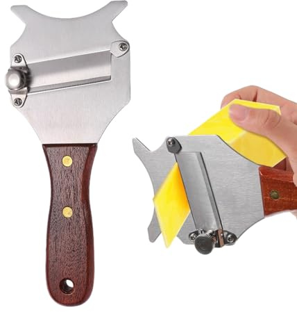 YUVKIN Rallador de Trufa de Acero Inoxidable con Mango de Madera y Hoja Ajustable, Cortador Gourmet Profesional para Queso, Ajo, Champiñones y Chocolate