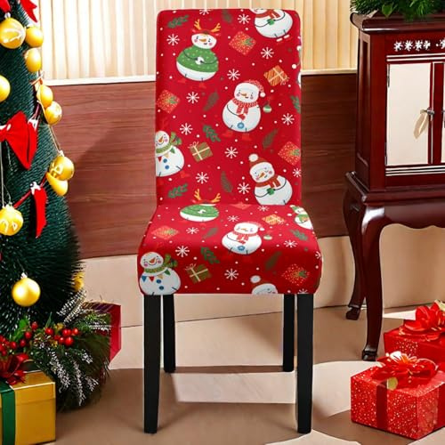 DOTBUY-SHOP Stuhlhussen Weihnachten 2/4/6/8er Set Weihnachten Stretch Stuhlbezug Stuhlhussen für Esszimmerstühle Waschbarer Hussen für Stühle für Stuhldekoration Restaurant (Blätter,4er Set)