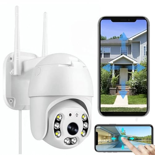 Videocamera Sorveglianza Wifi Esterno - Videocamera Sorveglianza Domicilio Wifi 2K - Telecamera Sorveglianza Esterno 360, Rilevamento Umano, Monitoraggio automatico, Visione Notturna, Sveglia