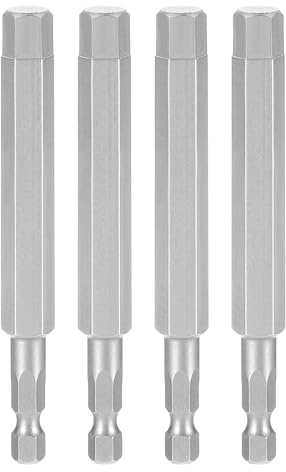 sourcing map 4 punte per trapano a testa esagonale da 3/8 SAE 1/4 gambo esagonale da 100 mm di lunghezza S2 in acciaio magnetico per avvitatore a percussione industriale esagonale elettrico, grigio