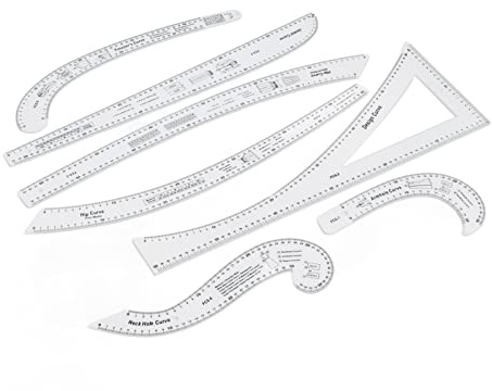 Dioche Französisches Kurvenlineal, 7-teiliges, Transparentes, Hochpräzises Schneiderlineal-Set, Ein Vom Designer Maßgeschneidertes Nähskalen-Werkzeug, Geeignet Zum Erstellen von Mustern und
