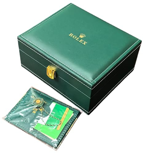 ROUHO Uhren Aufbewahrung Box Grün Leder Finish mit Handbuch und Tasche, Uhrengehäuse für Rolex Oyster Perpetual