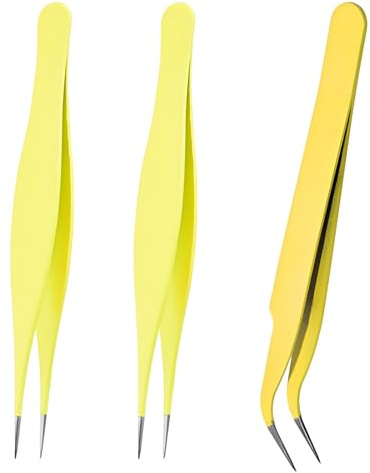 Alriedy Juego de 3 pinzas de precisión para hombres y mujeres, pinzas de punta fina para eliminación de garrapatas de astillas de cabello encarnado, pinzas de acero inoxidable de grado quirúrgico