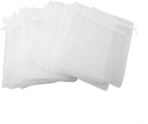 100 piezas de organza para frutas para bolsas de protección con cordón para manzanas, peras, melocotones, ciruelas, cerezas, al aire libre, para prevención de plagas de árboles frutales (20 x 30 cm)