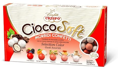 CiocoSoft Selection Color Rossi, Morbidi confetti in 5 tonalità di rosso e cremosi ripieni ai gusti di frutti di bosco, albicocca, pistacchio, crème caramel e cremoso alla nocciola 900gr