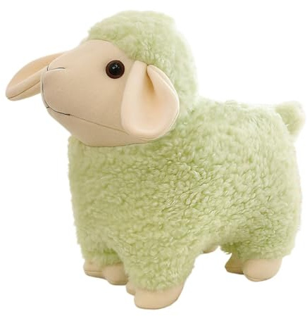 TROYSINC Kuscheltier Lamm Plüschtier, Flauschiges Bauernhof Schaf Kuscheltier, Weiche Plüschfigur Niedliches Schaf Stofftier Kinder Spielzeug Kissen Geschenk (25cm,Grün)