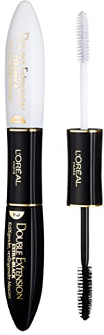 L'Oréal Paris Mascara, Schwarze Wimperntusche und Mascara Primer für lange Wimpern, Double Extension Carbon Black, 12 ml
