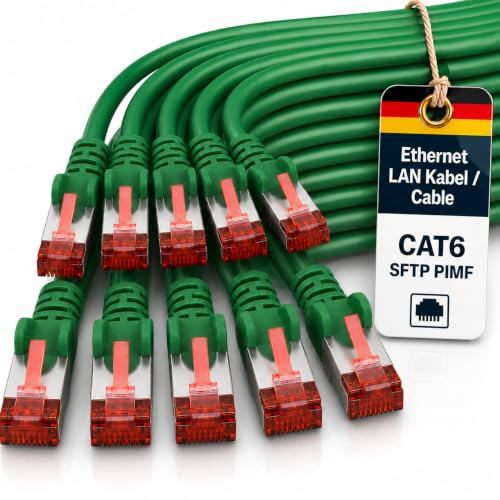 1aTTack.de 10x 10m Cat6 Cat.6 Ethernet-Kabel Cat 6 Netzwerk-Kabel Patch-Kabel RJ45 SFTP - Grün