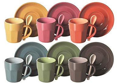 Excelsa Abbraccio Set Tazzine Da Caffè, Ceramica, 6pz, Multicolore, ‎5.5 x 5.5 x 6.5 cm, 1.47 Kg