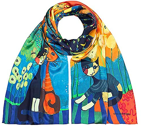 VON LILIENFELD® Foulard Soie Rosina Wachtmeister Dolce Vita Femme Cache-Nez Écharpe Art Chat