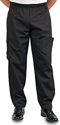 KNG Black Baggy Cargo Chef Pants for Men and Women – Drawstring Waist XL