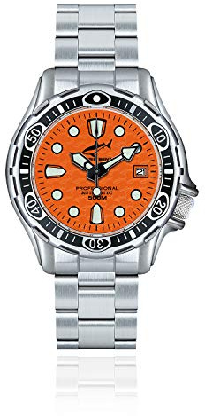 Chris Benz DEEP 500M Automatic Taucheruhrmit Metallband, Korallenorange