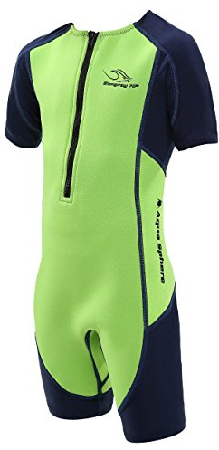 Aqua Sphere Kinder Stachelrochen HP Short Sleeve CORE Wärmer/Shorty Neoprenanzug, Bright Green /Navy Blue, Gr. 69-86 (Herstellergröße:1)