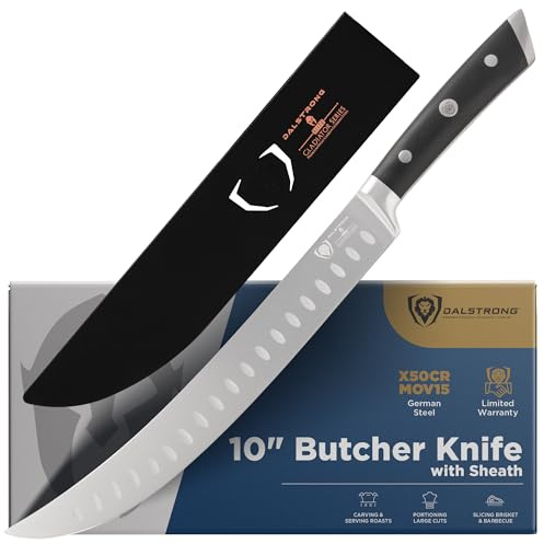 Dalstrong Butcher Knife 10 inch Carving Knife - Forged High-Carbon German Steel - Sheath - Gladiator Series Elite - Meat Cutting Brisket Knife - Razor Sharp Set Meat Kitchen Knife - NSF