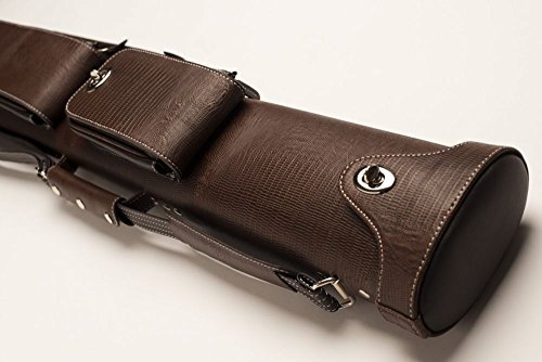 CUEL Billard-Köcher „Hustler Brown“ 2/4 für Pool-Billard-Queues, braun, aus feinem Kunstleder, mit DREI Seitentaschen