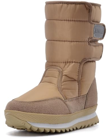 DADAWEN Women's Waterproof Frosty Snow Boot Khaki US Size 7